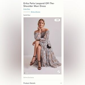 Erika Peña Off-Shoulder Leopard Maxi Dress size XS/S